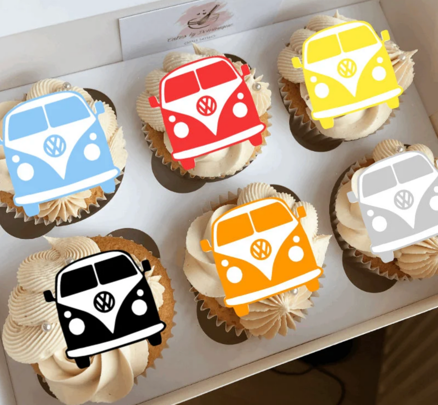 VW Campervan Themed Cupcake Toppers - Pack of 6