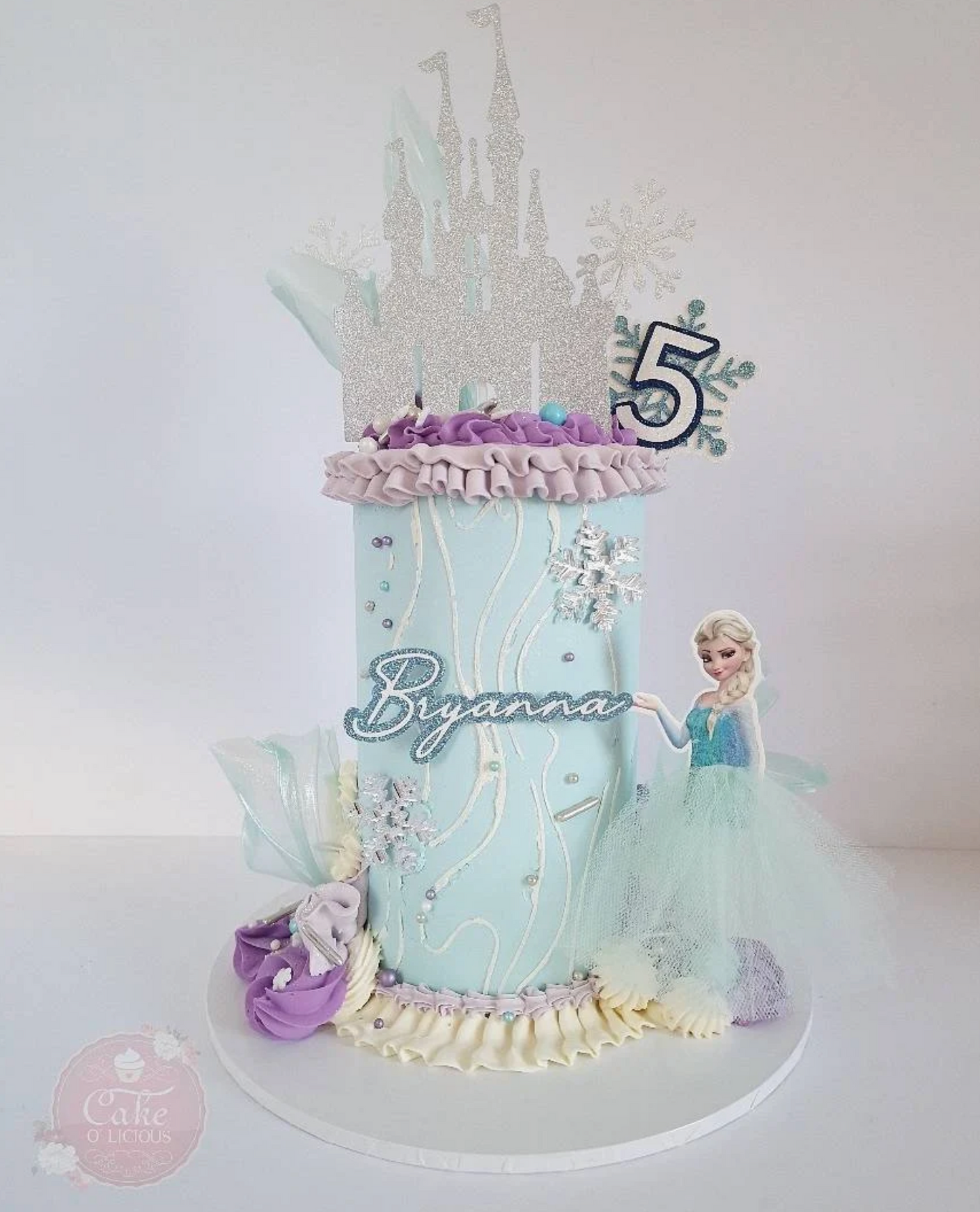 Frozen Style Name, Age & Castle Cake Topper