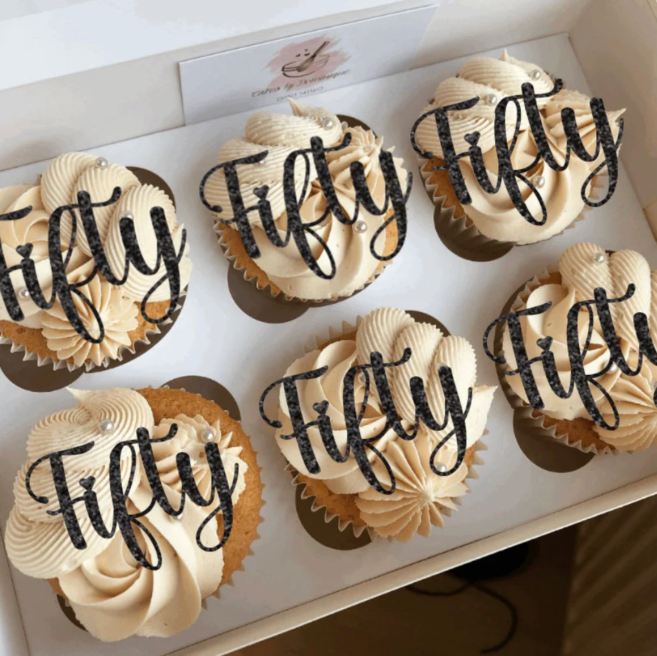 Fifty Cupcake Toppers - Pack of 6