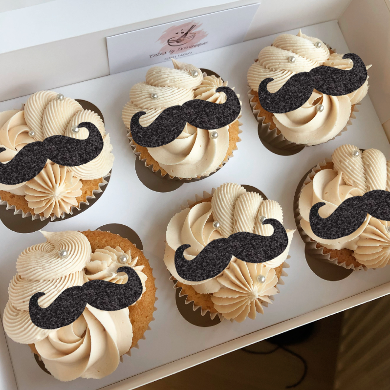 Moustache Cupcake Toppers - Pack of 6
