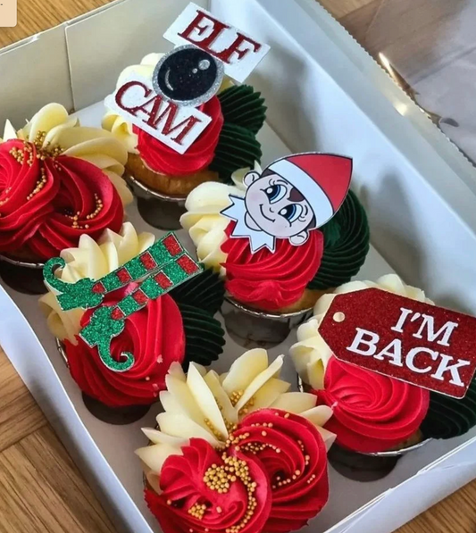 Elf on the Shelf Cupcake Toppers - Pack of 4