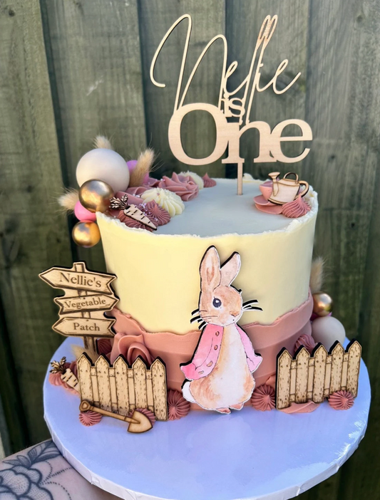 Flopsy Rabbit Wooden Cake Topper Set