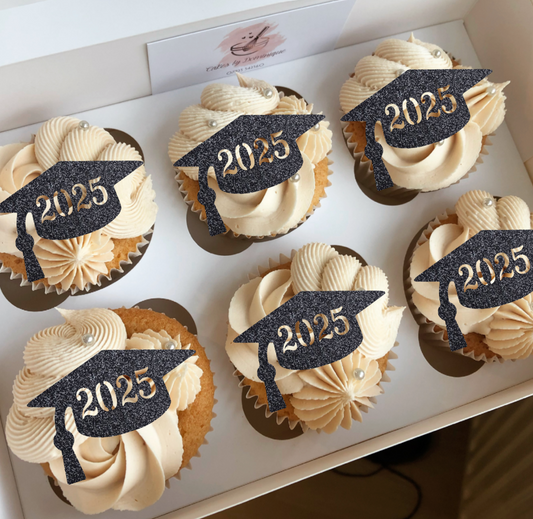 Graduation Hat Cupcake Toppers - Pack of 6