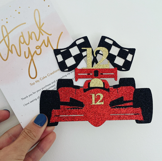 F1 Racing Car Themed Cake Topper