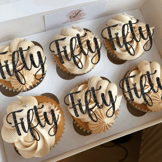 Fifty Cupcake Toppers - Pack of 6
