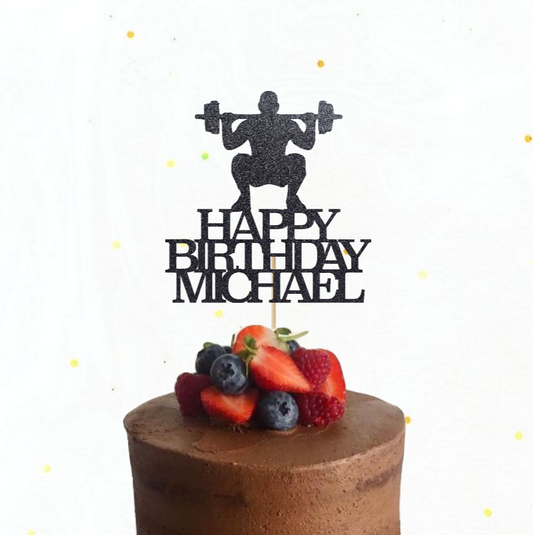 Male Weightlifter Cake Topper