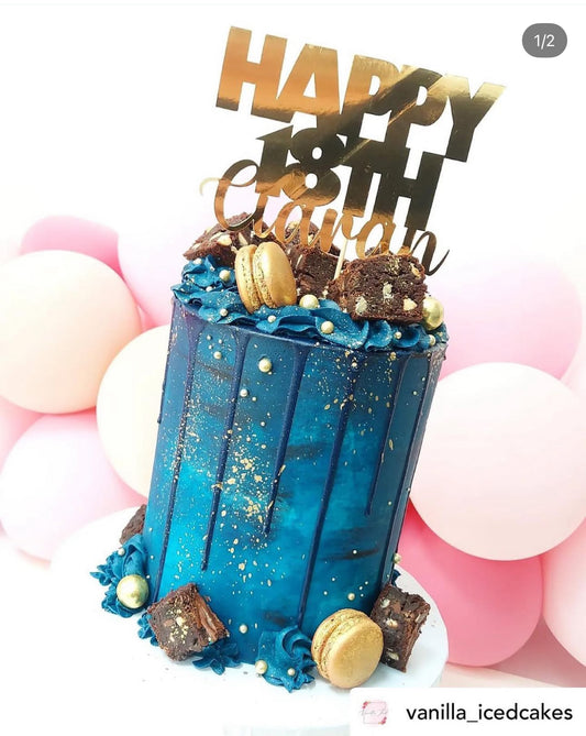 Happy Birthday Cake Topper - Personalised Name & Age