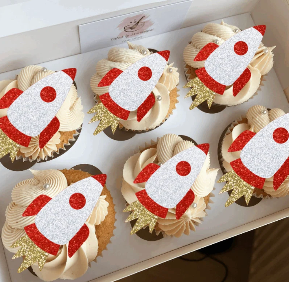 Rocket Cupcake Toppers - Pack of 6