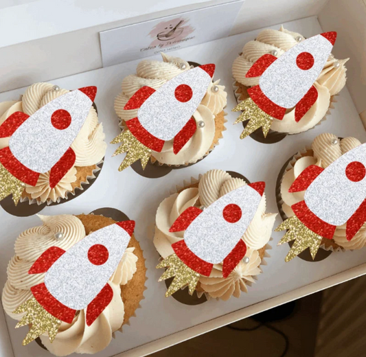 Rocket Cupcake Toppers - Pack of 6